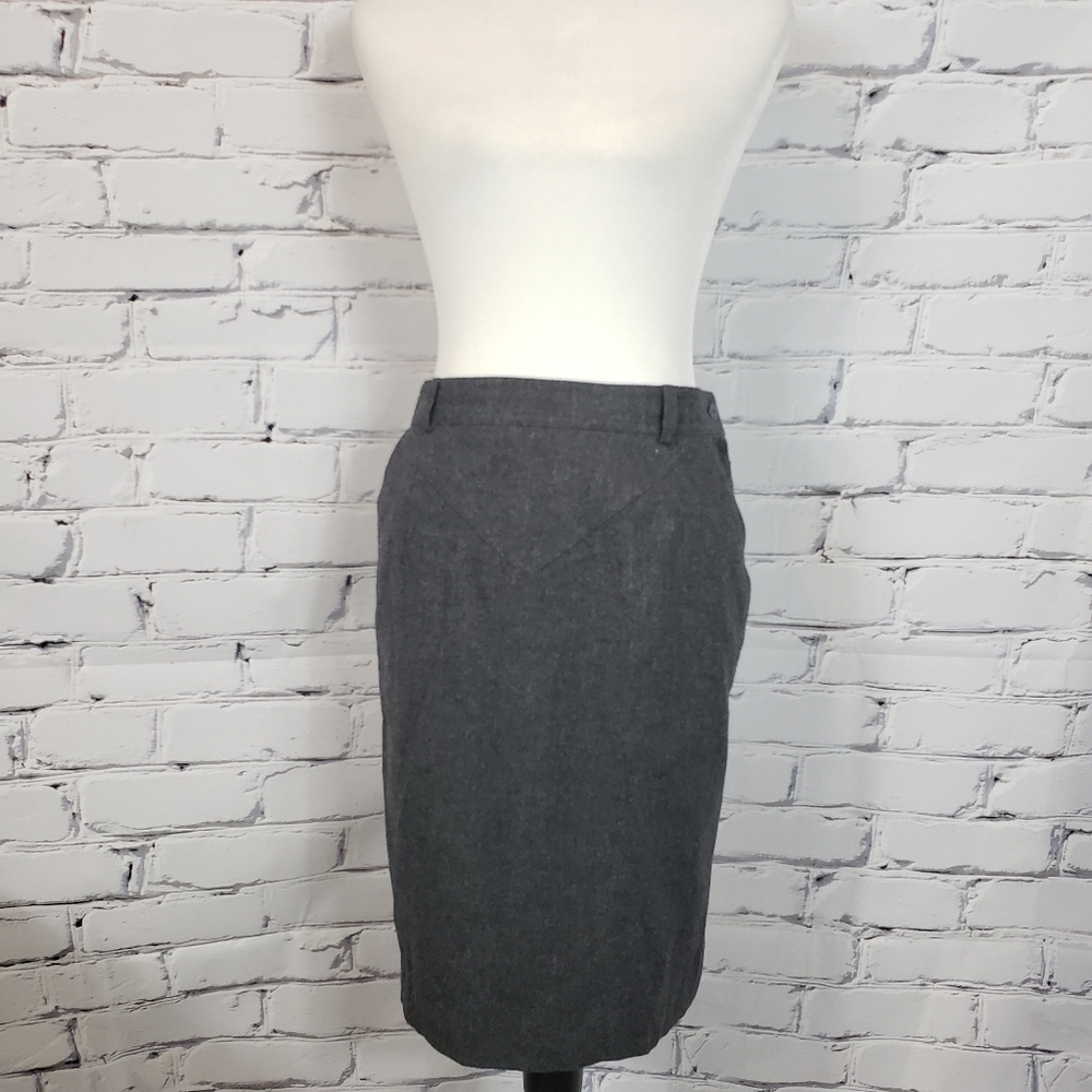 Escada Vintage Gray Wool Pencil Skirt